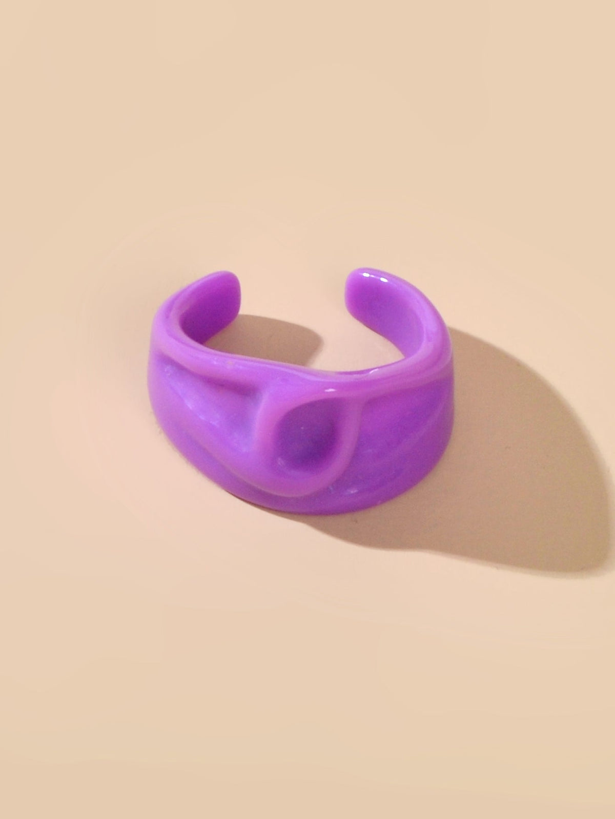 Chunky Purple Resin Irregular Geometric Finger Plastic Trendy Ring Band Women-2
