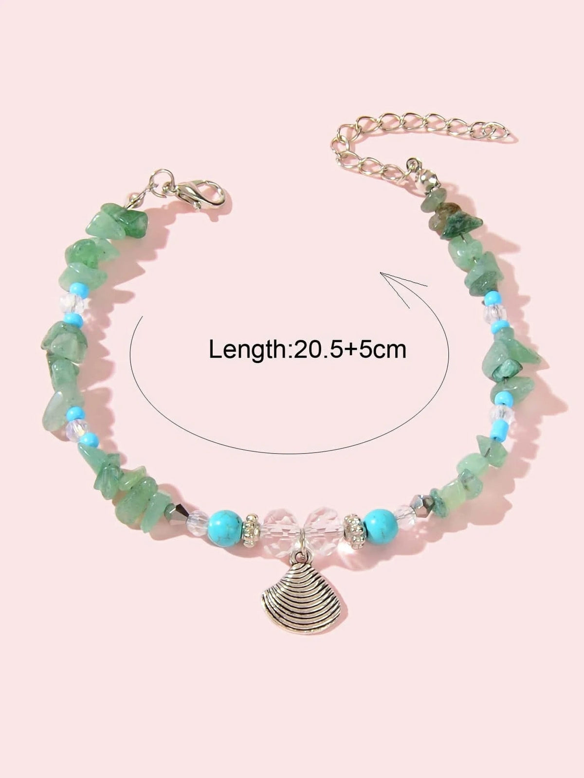Handmade Green Stone Shell Anklet 1pc Barefoot Sandals Ankle Foot Beach Jewelry-2