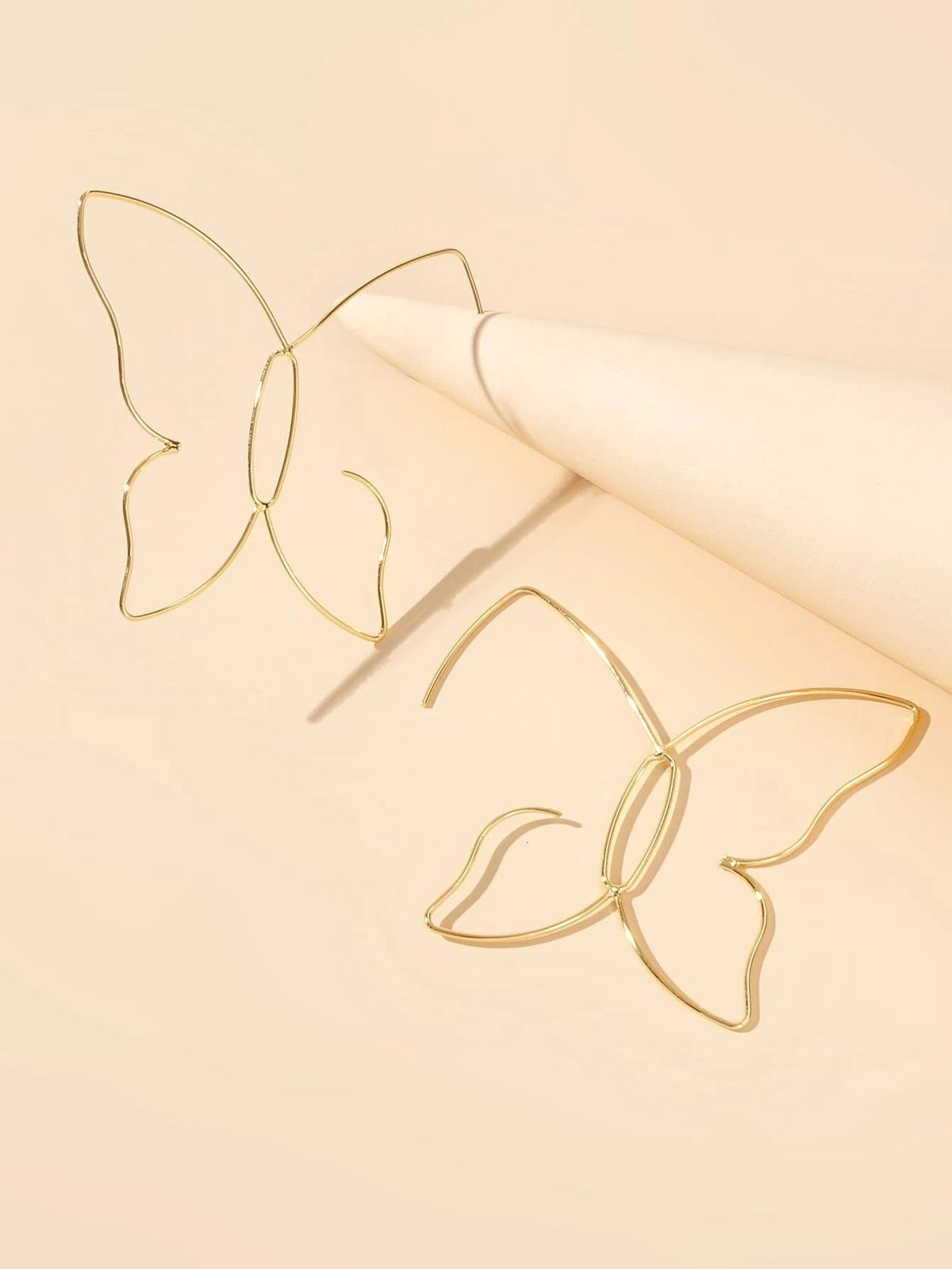 Gold Minimalist Butterfly Geometric Statement Drop Earrings Women Accessories-2