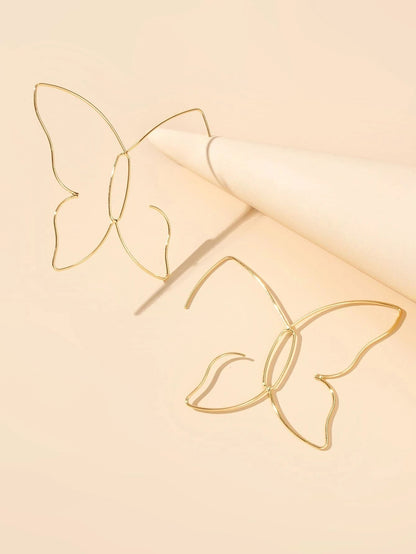 Gold Minimalist Butterfly Geometric Statement Drop Earrings Women Accessories-2