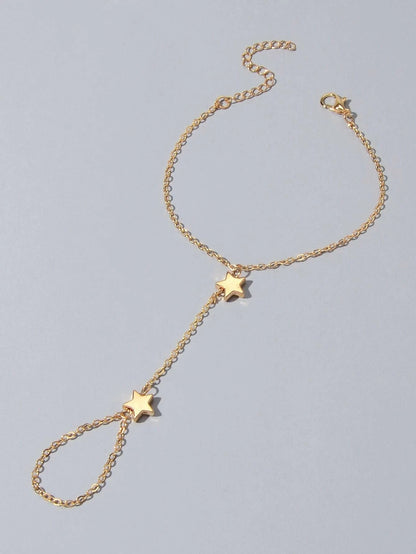Fashion Jewellery Gold Chain Star Slave Bracelet with Finger Women Accessories-2