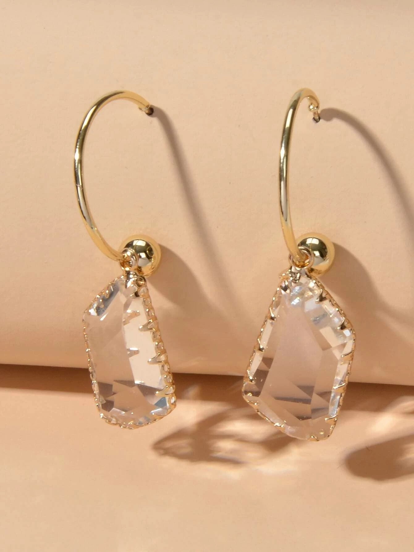 Designer Jewelry Transparent Acrylic Geometric Hoop Dangle Earrings Accessories-2