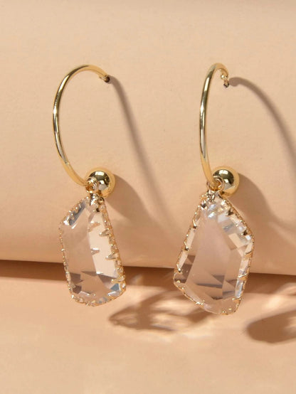 Designer Jewelry Transparent Acrylic Geometric Hoop Dangle Earrings Accessories-2