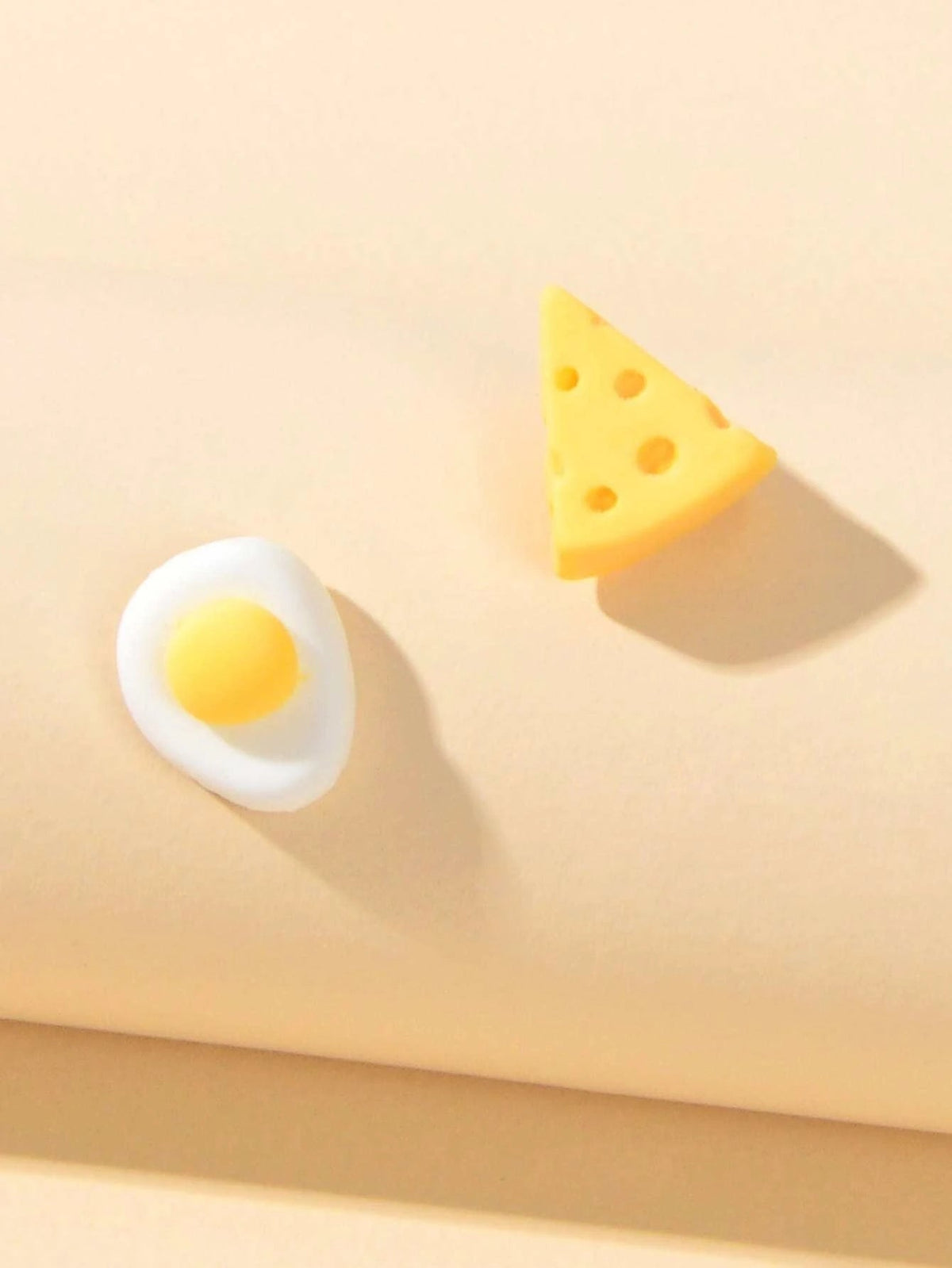 Cartoon Egg Cheese Stud Asymmetric Hypoallergenic Earrings Funny Gifts for Women-2