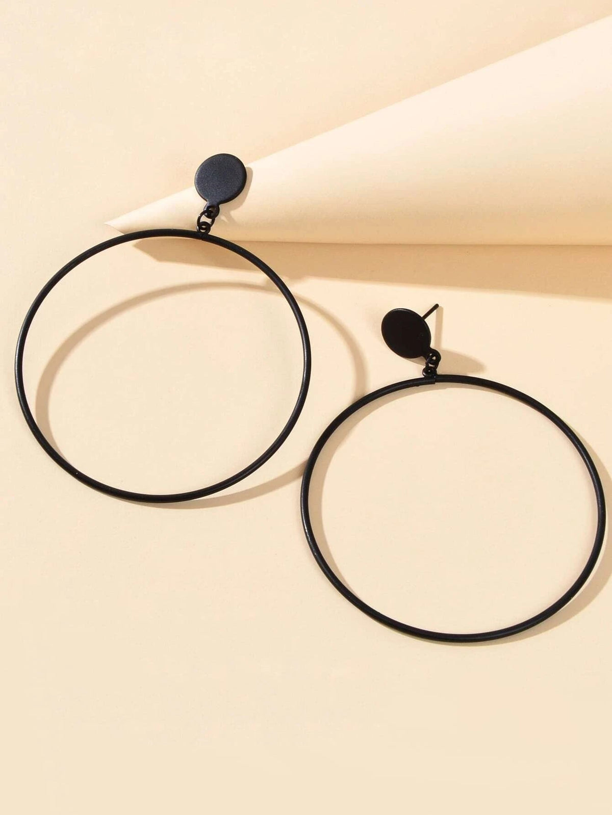 Punk Jewellery Black Minimalist Big Circle Drop Dangle Earrings Accessories Gift-2