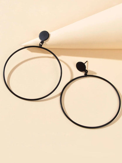 Punk Jewellery Black Minimalist Big Circle Drop Dangle Earrings Accessories Gift-2