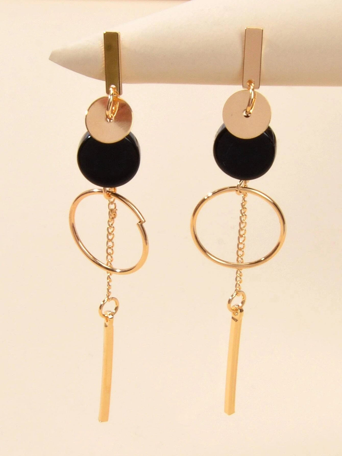 Gold Silver Round Circle Bar Geometric Drop Stud Tassel Earrings Accessories-2
