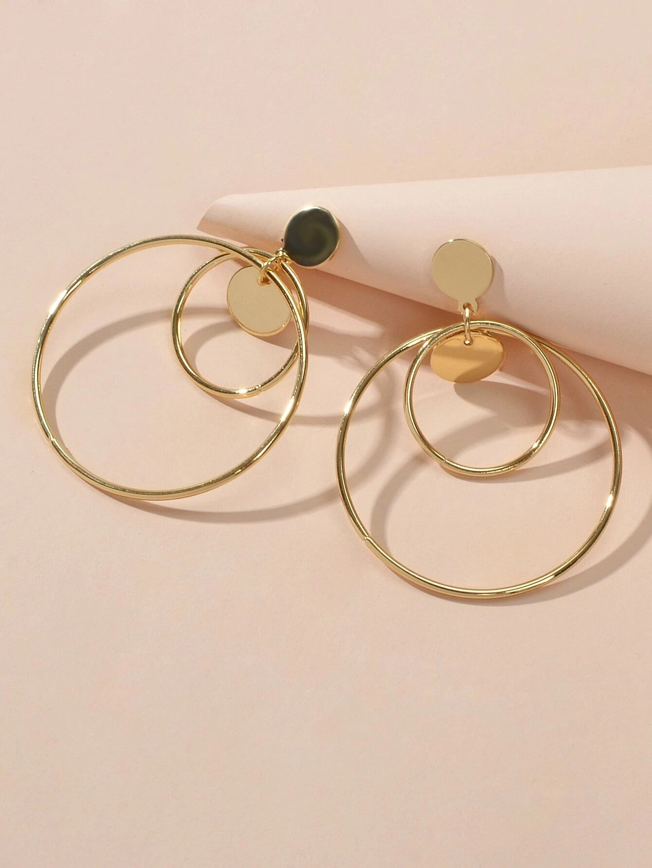 Fashion Gold Silver Circle Disc Charm Dangle Hoop Earrings Stunning Accessories-2