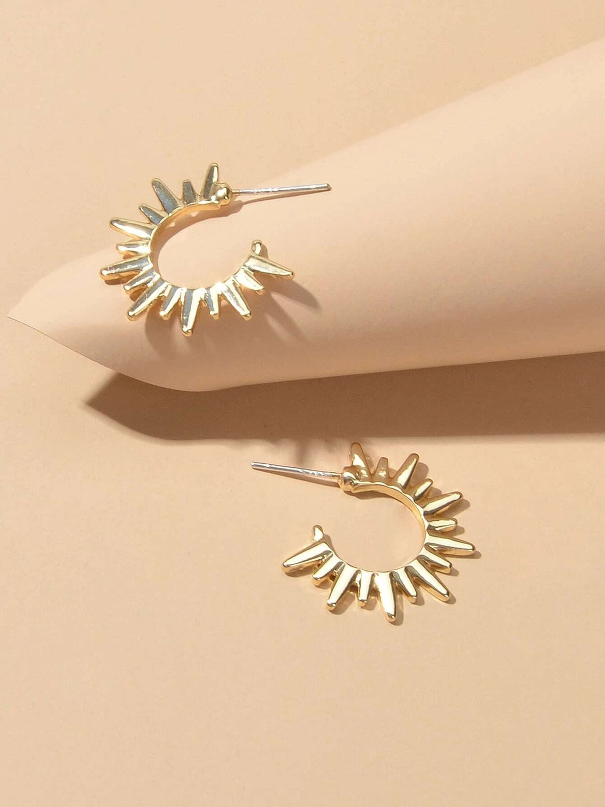 Punk Jewellery Gold Metal Spike Small Hoop Earrings Women Party Accessories Gift-2