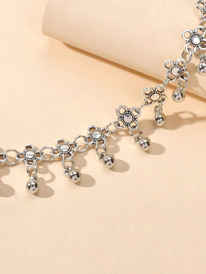 AU Post Foot Beach Jewelry Silver Chain Flower Round Balls Charm Anklet Bracelet-2