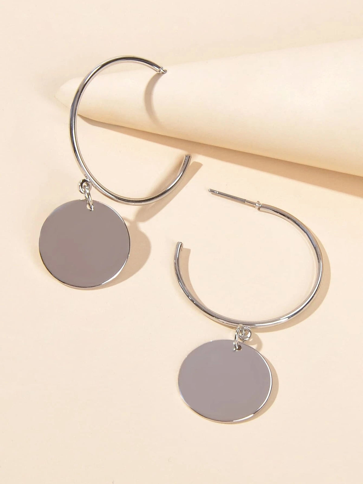 Punk Jewellery Gold Silver Round Disc Geometric Hoop Earrings Women Accessories-2