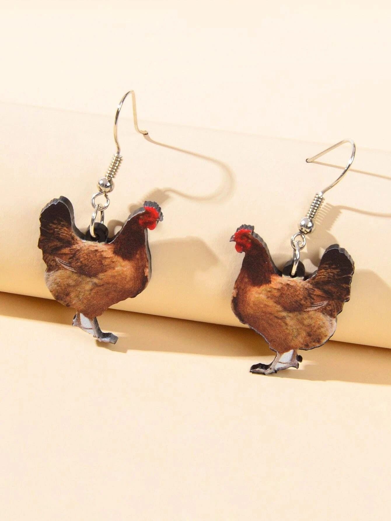 AU Post Women Jewellery Acrylic Brown Big Cock Drop Dangle Statement Earrings-0