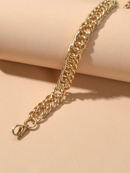 Minimalist Gold Chunky Solid Chain Statement Necklace Punk Halloween Jewellery-2