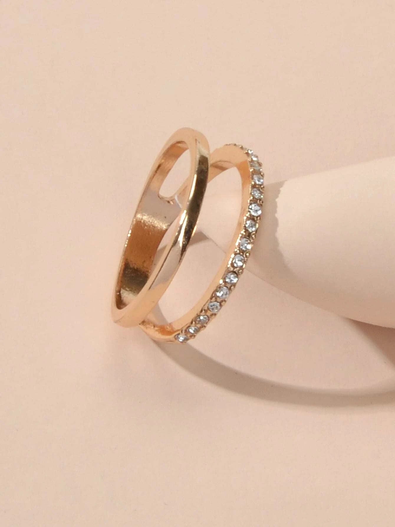 Fashion Jewelry Rhinestone Gold Eternity Ring Women Wedding Party Accessories-0