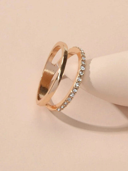 Fashion Jewelry Rhinestone Gold Eternity Ring Women Wedding Party Accessories-0