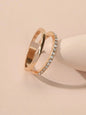 Fashion Jewelry Rhinestone Gold Eternity Ring Women Wedding Party Accessories-0