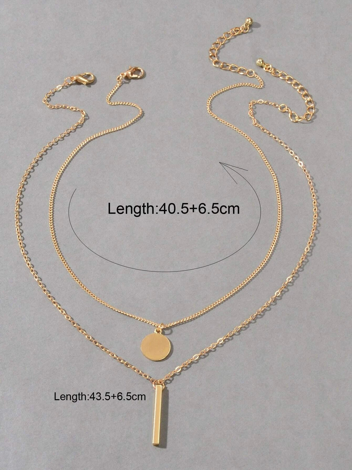 2 pcs Trendy Daily Gold Chain Disc Stick Charm Necklace Minimalist Jewelry Gifts-1