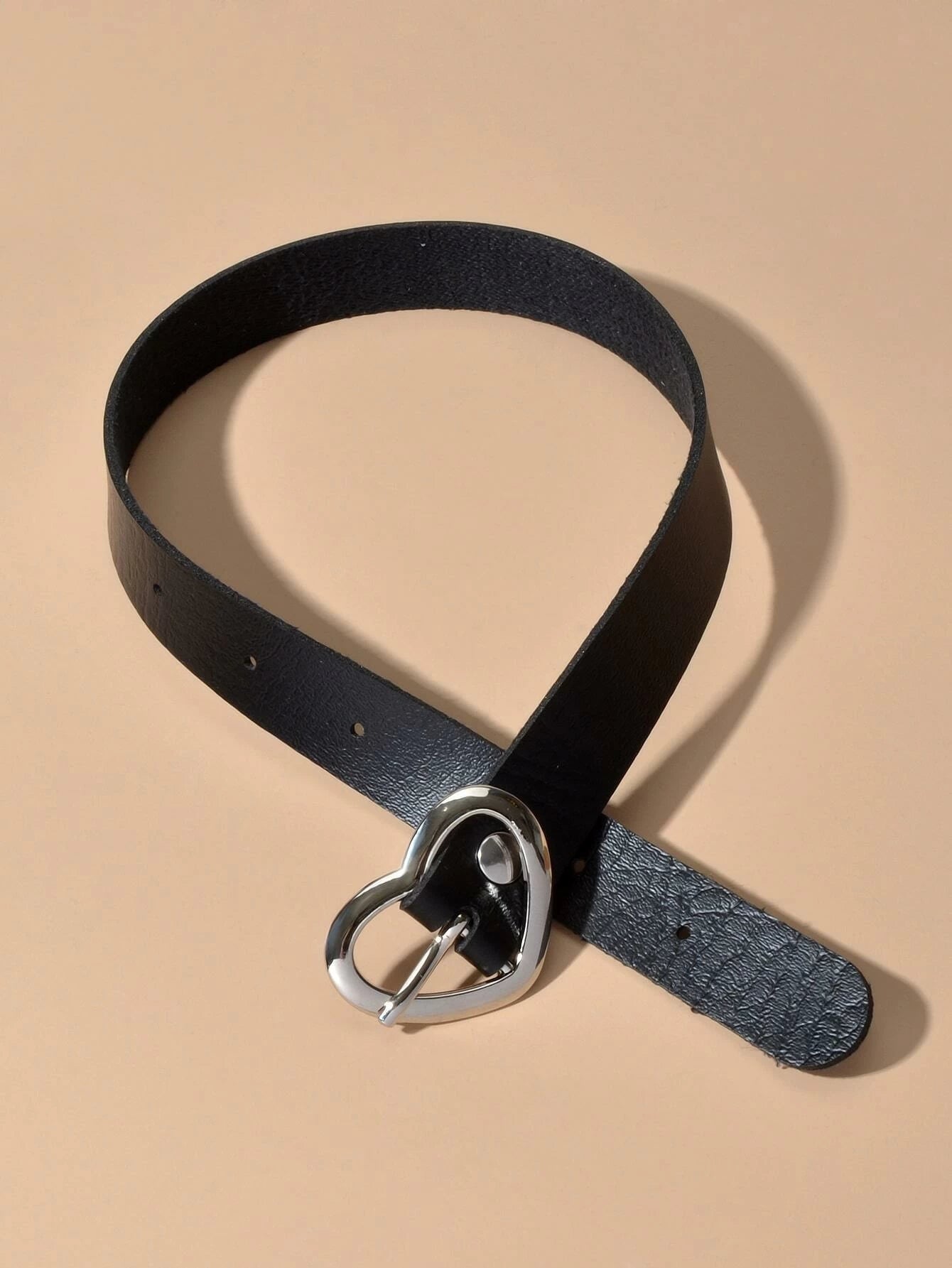 90s Heart Decor Black Leather Belt Design Tattoo Choker Necklace Grunge Collar-2