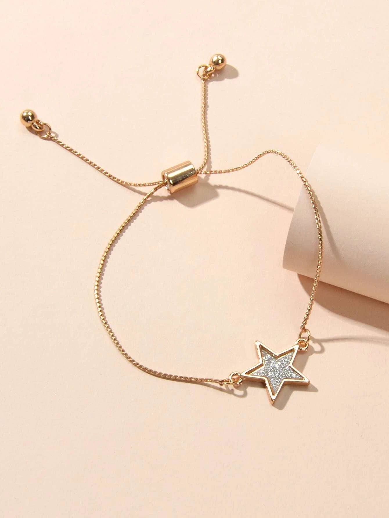 Gold Colour Chain Star Charm Adjustable Bracelet Girls Teens Accessories Jewelry-2