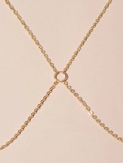 Beach Style Simple Solid Minimalist Waist Link Body Chain Belly Necklce Jewelry-2