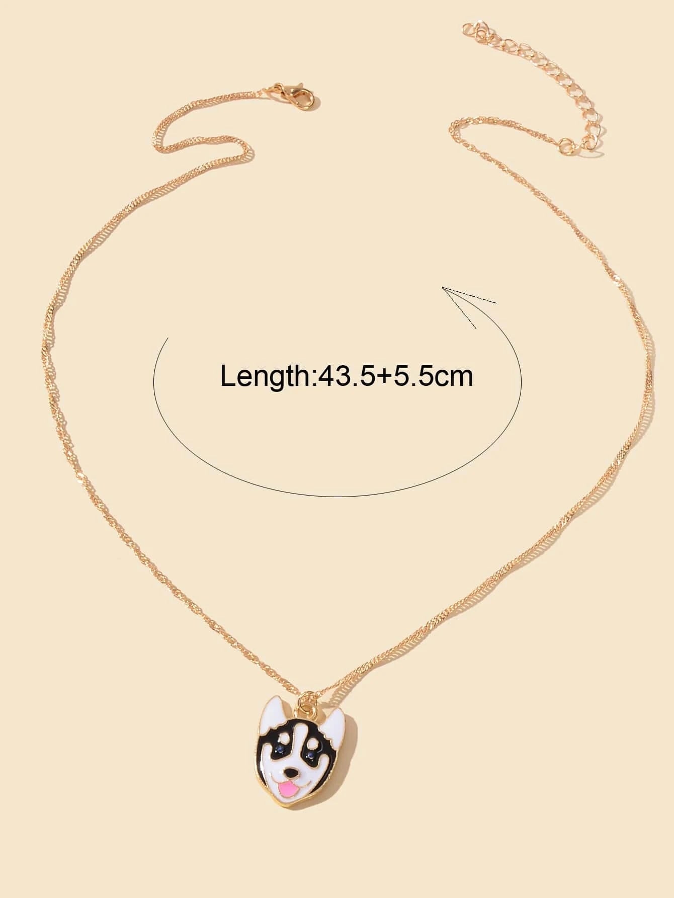 Cartoon Designer Jewelry Gold Link Chain White Black Enamel Dog Pendant Necklace-2