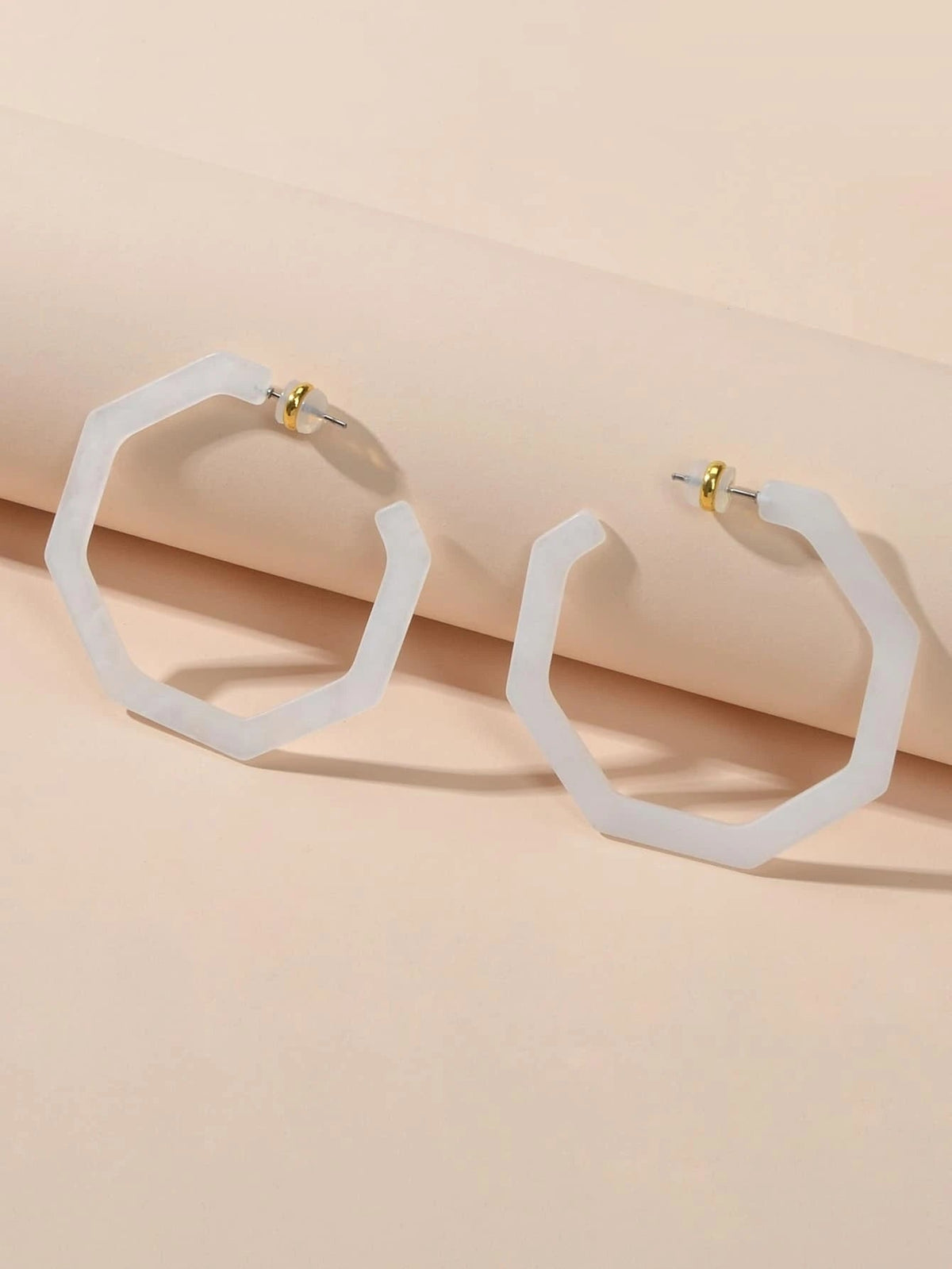 White Acrylic Geometric Hoop Earrings Stunning Jewellery Teen Party Accessories-2