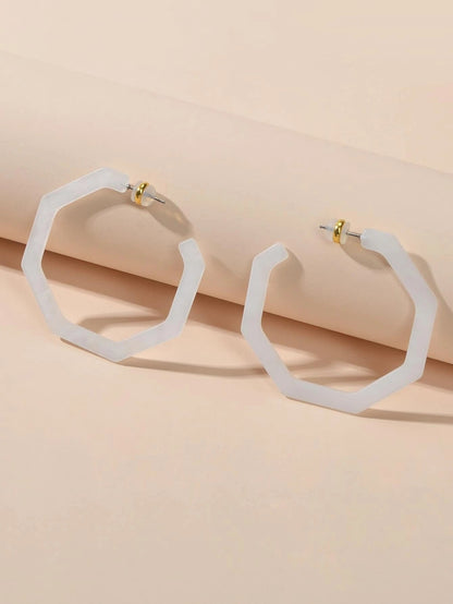 White Acrylic Geometric Hoop Earrings Stunning Jewellery Teen Party Accessories-2