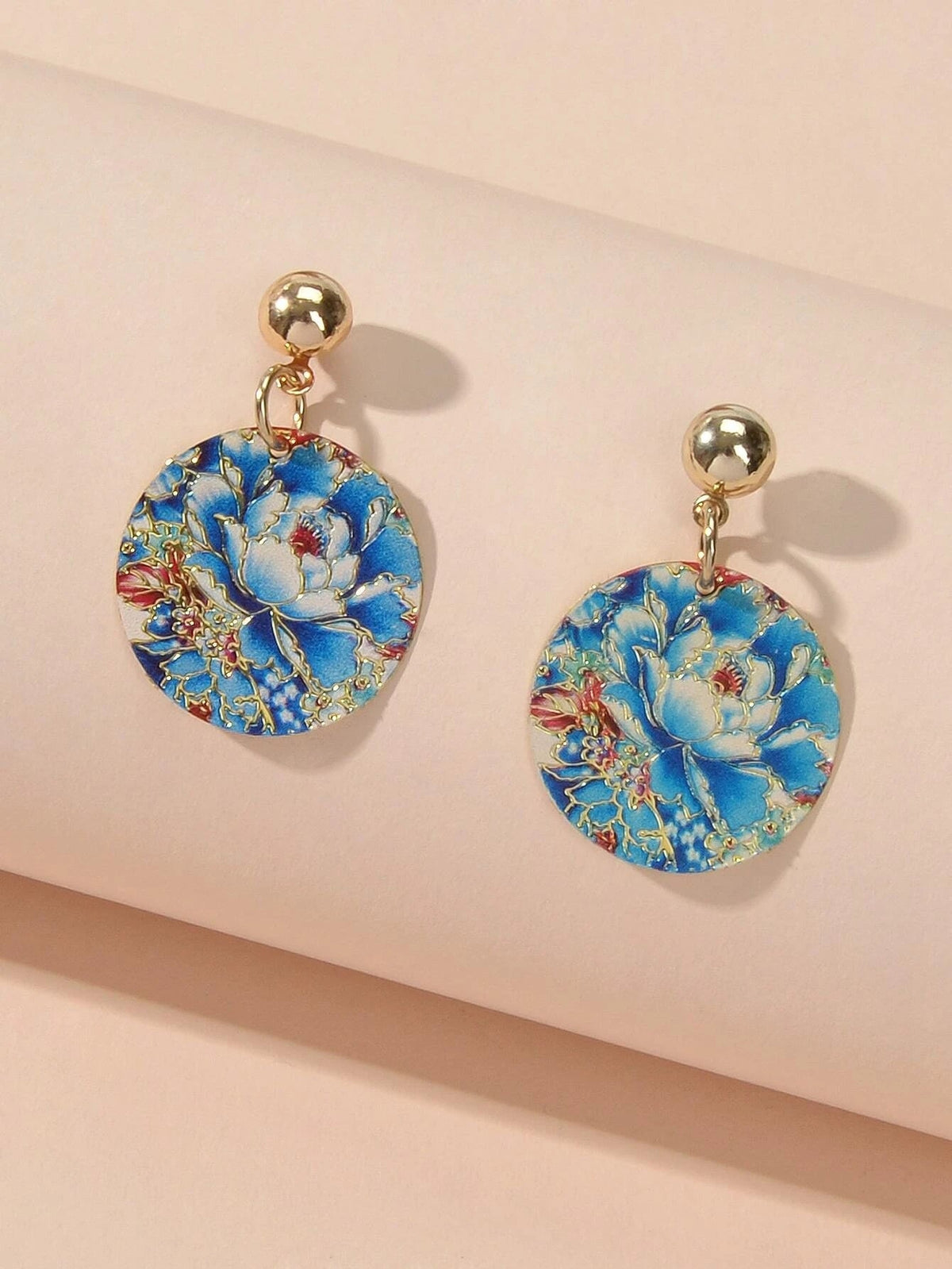 Ethnic Jewellery Blue Flower Round Drop Earrings Bohemian Women Accessories Gift-2
