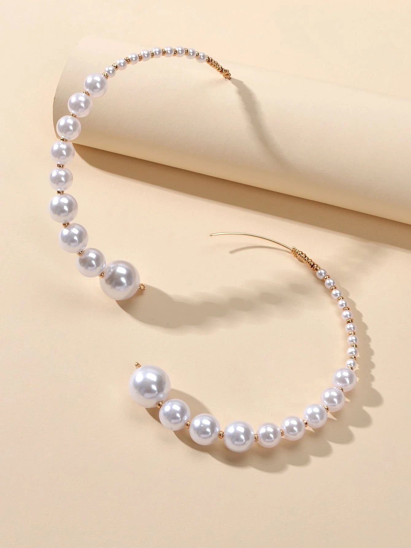 Retro Jewellery Big Pearl Statement Hoop Earrings Fashion Women Accessories-2