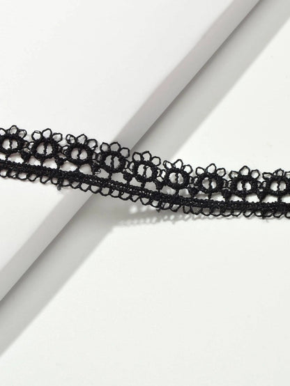 Retro Black Lace Flower Geometric Gothic 90s Tattoo Choker Punk Rock Necklace-2