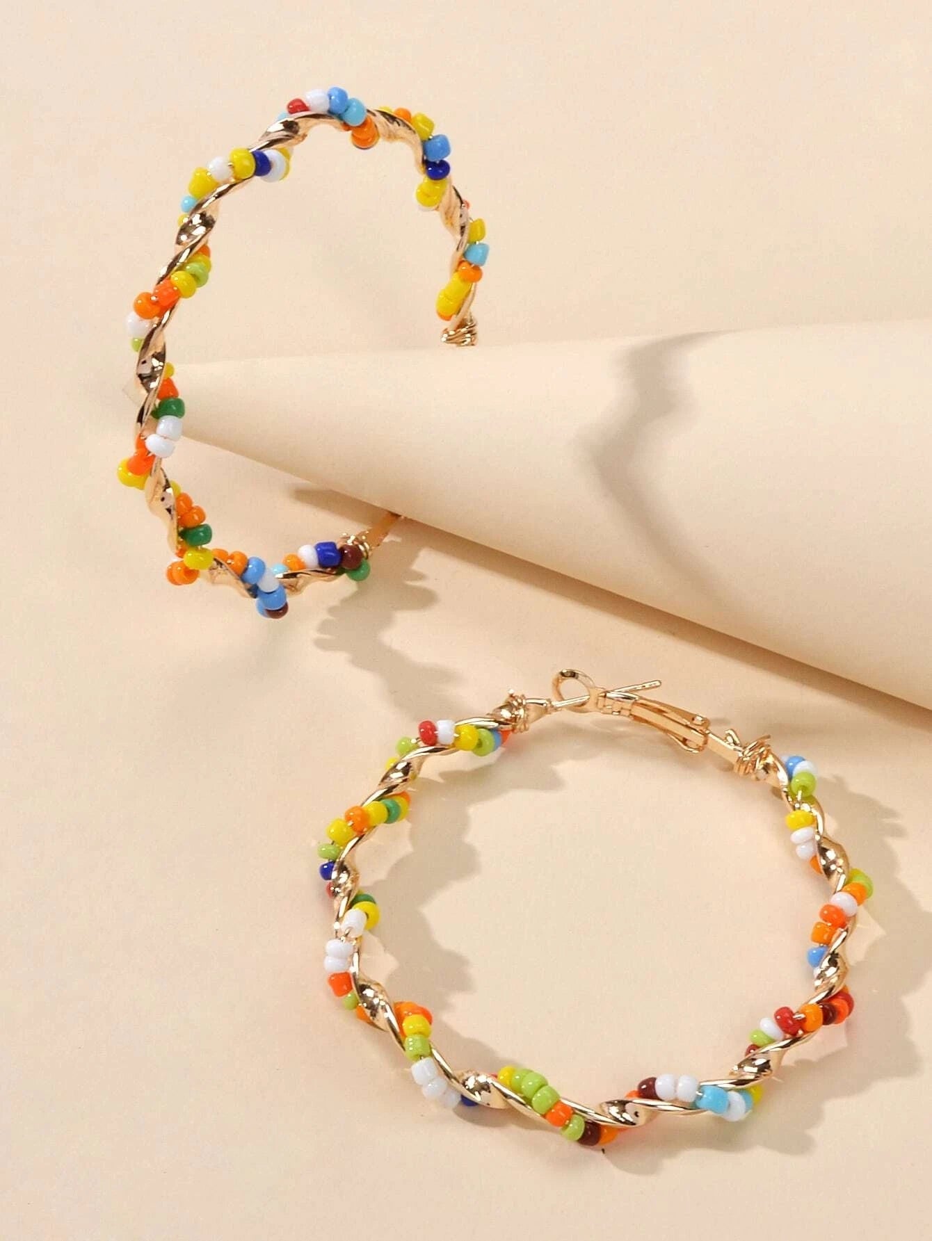 Bohemian Jewellery Seed Beads Decor Handmade Big Hoop Earrings Tribal Ethnic-2