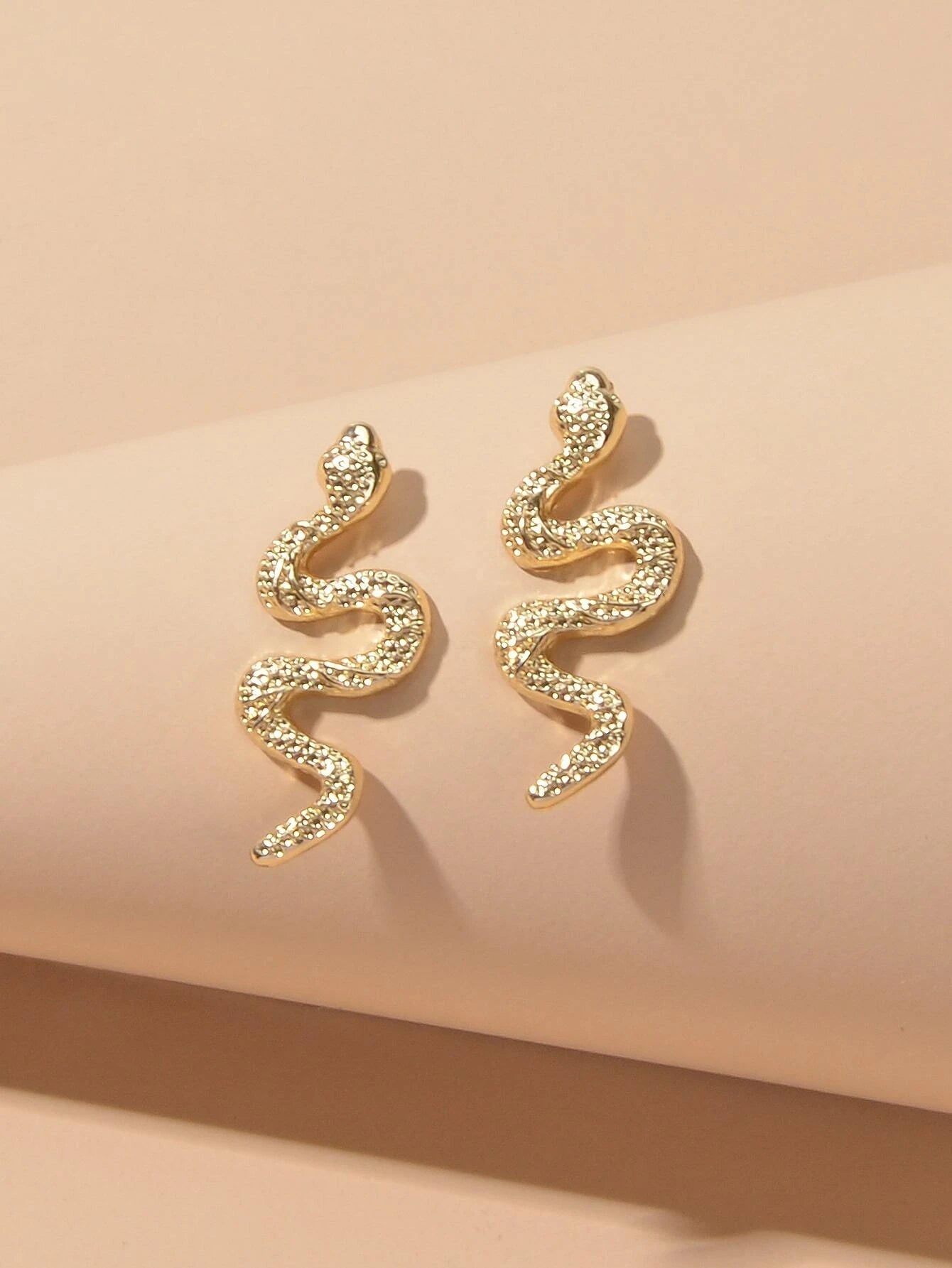 Personality Gold Silver Cute Snake Stud Pierced Earring Women Girls Accessories-2
