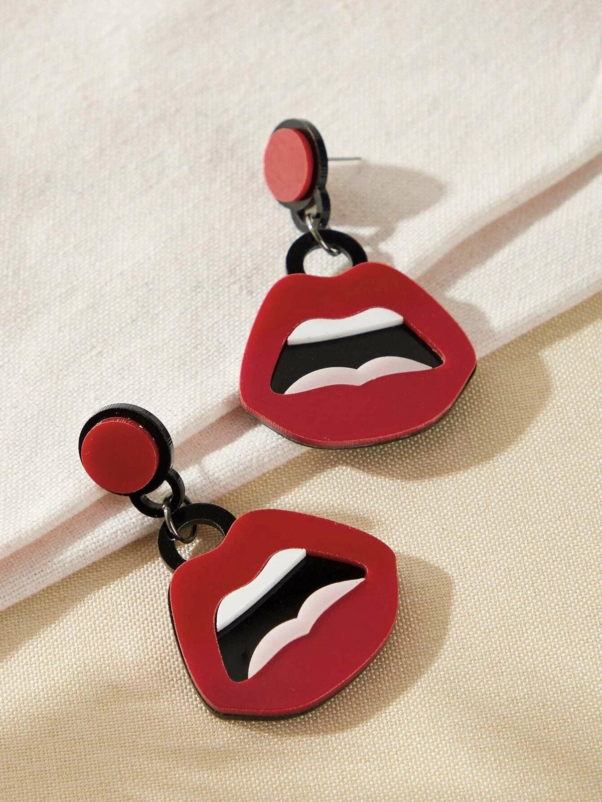 Personality Creative Red Lips Acrylic Statement Dangle Earrings Party Jewellery-2