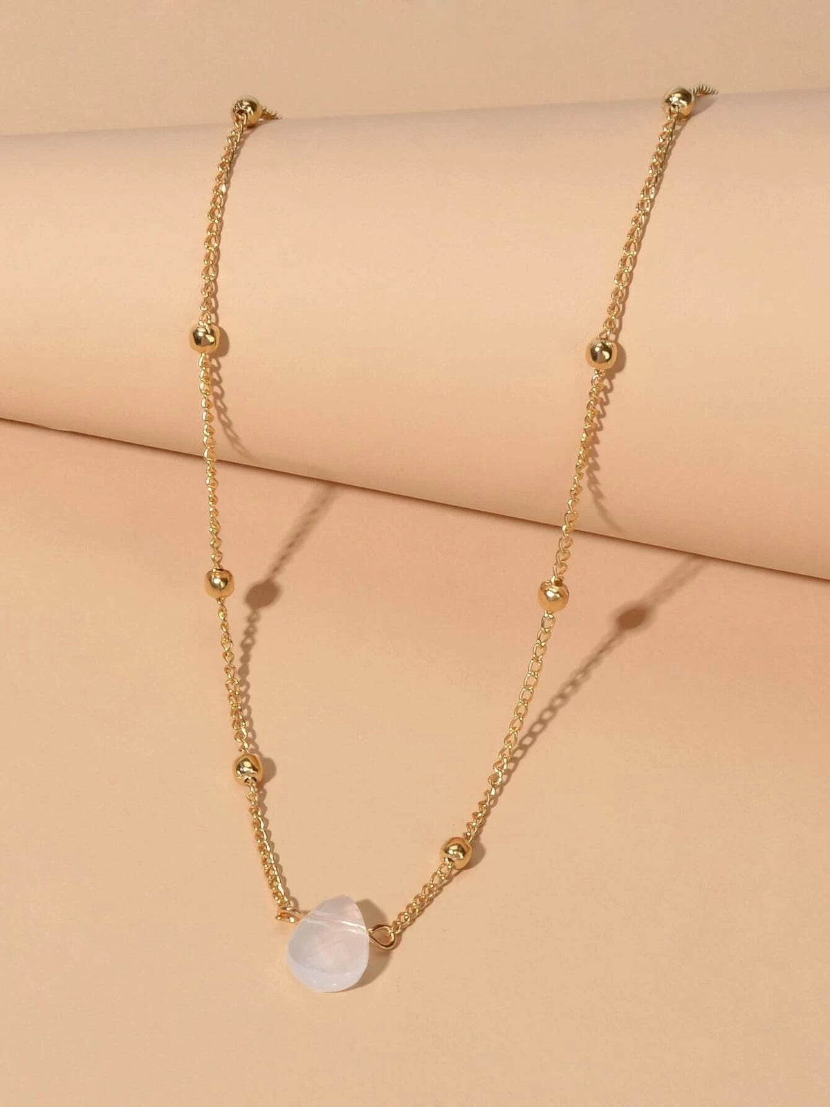 Boho Gold Silver Metal Round Beads Water Drop Charm Stunning Choker Necklace-3