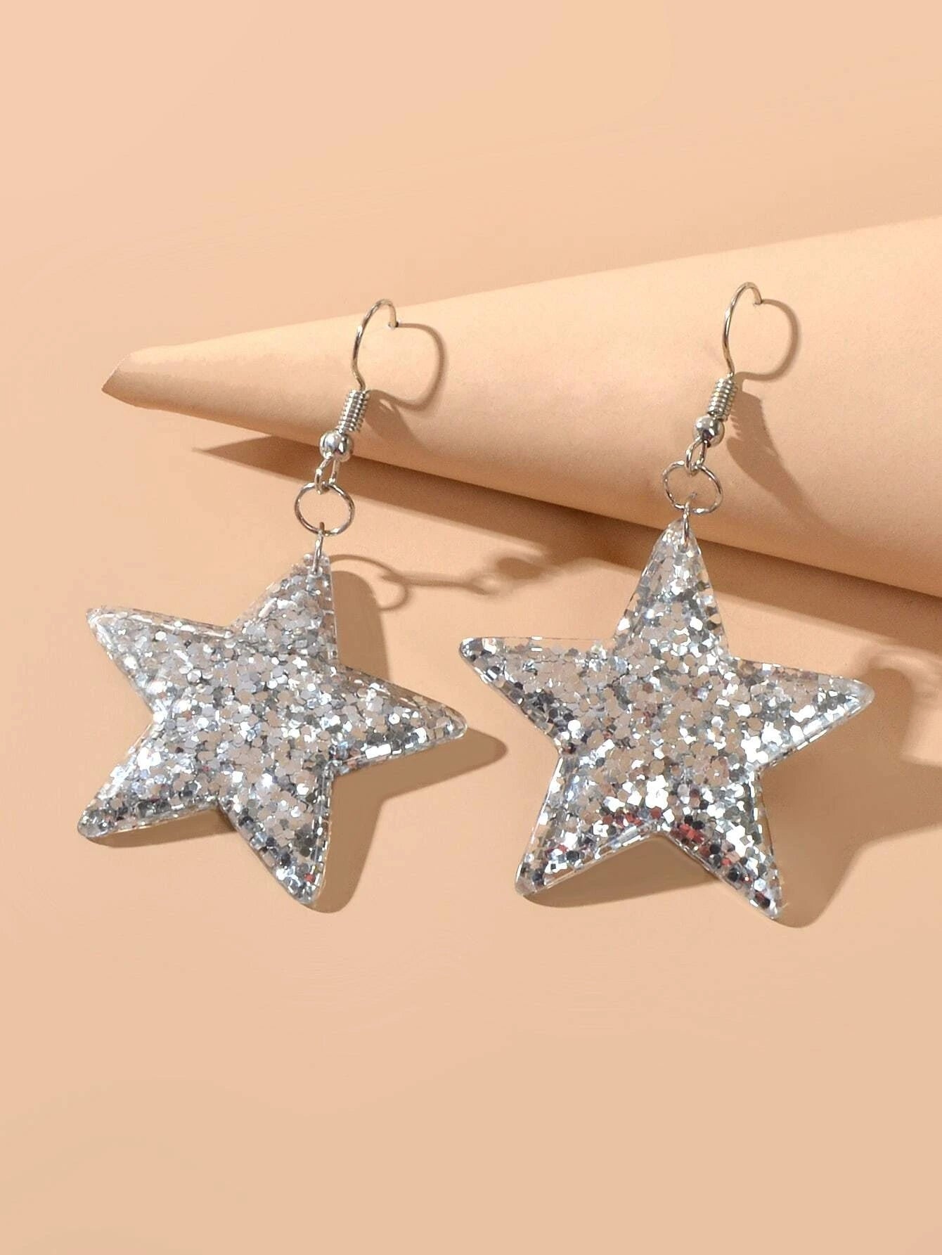 Silver Sequins Shinny Glitter Star Drop Earrings Wholesale Price Accessories-2