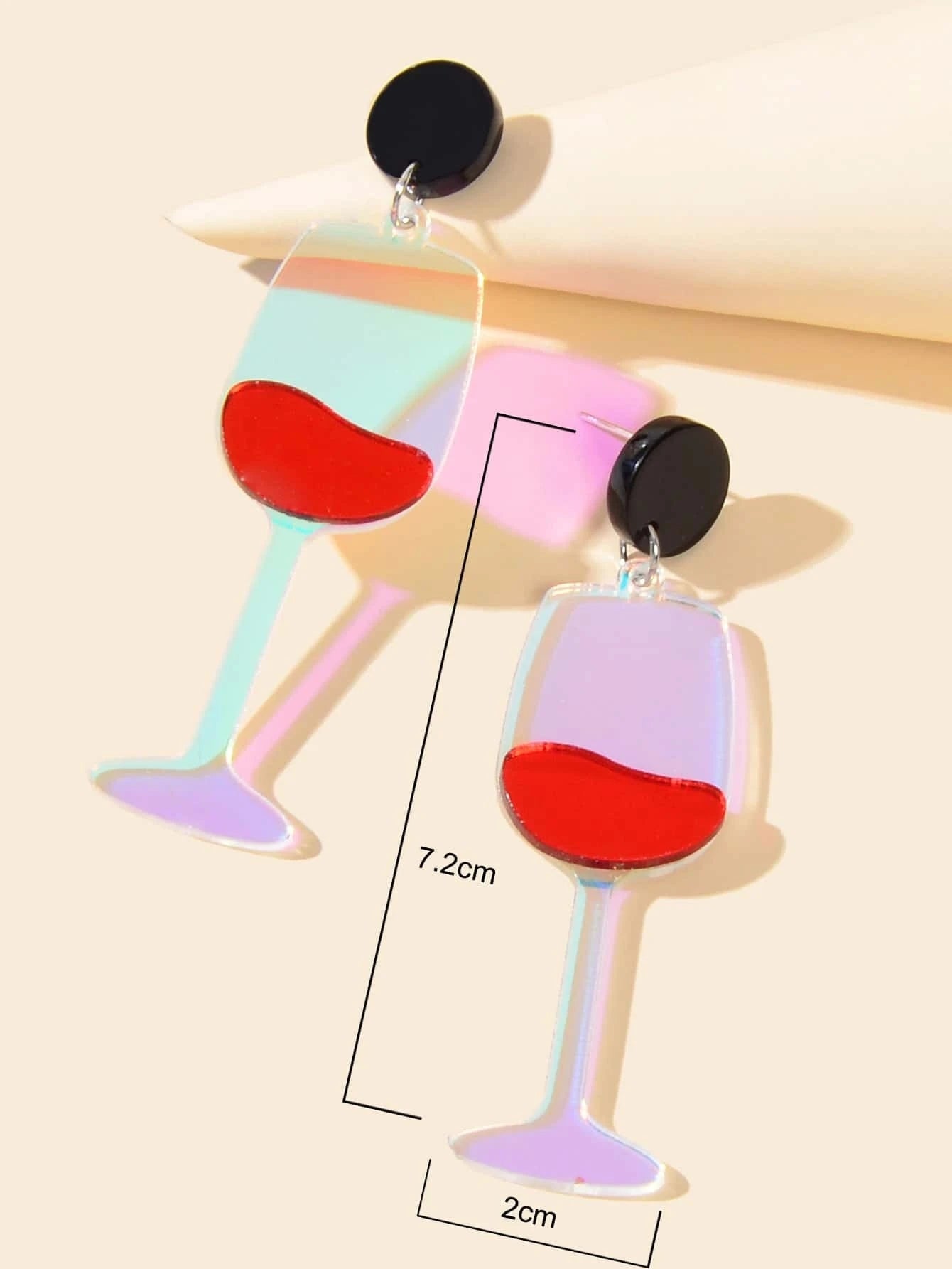 Resin Lightweight Dangle Wine Goblet Drop Earrings Women Girl Teen Party Jewelry-2