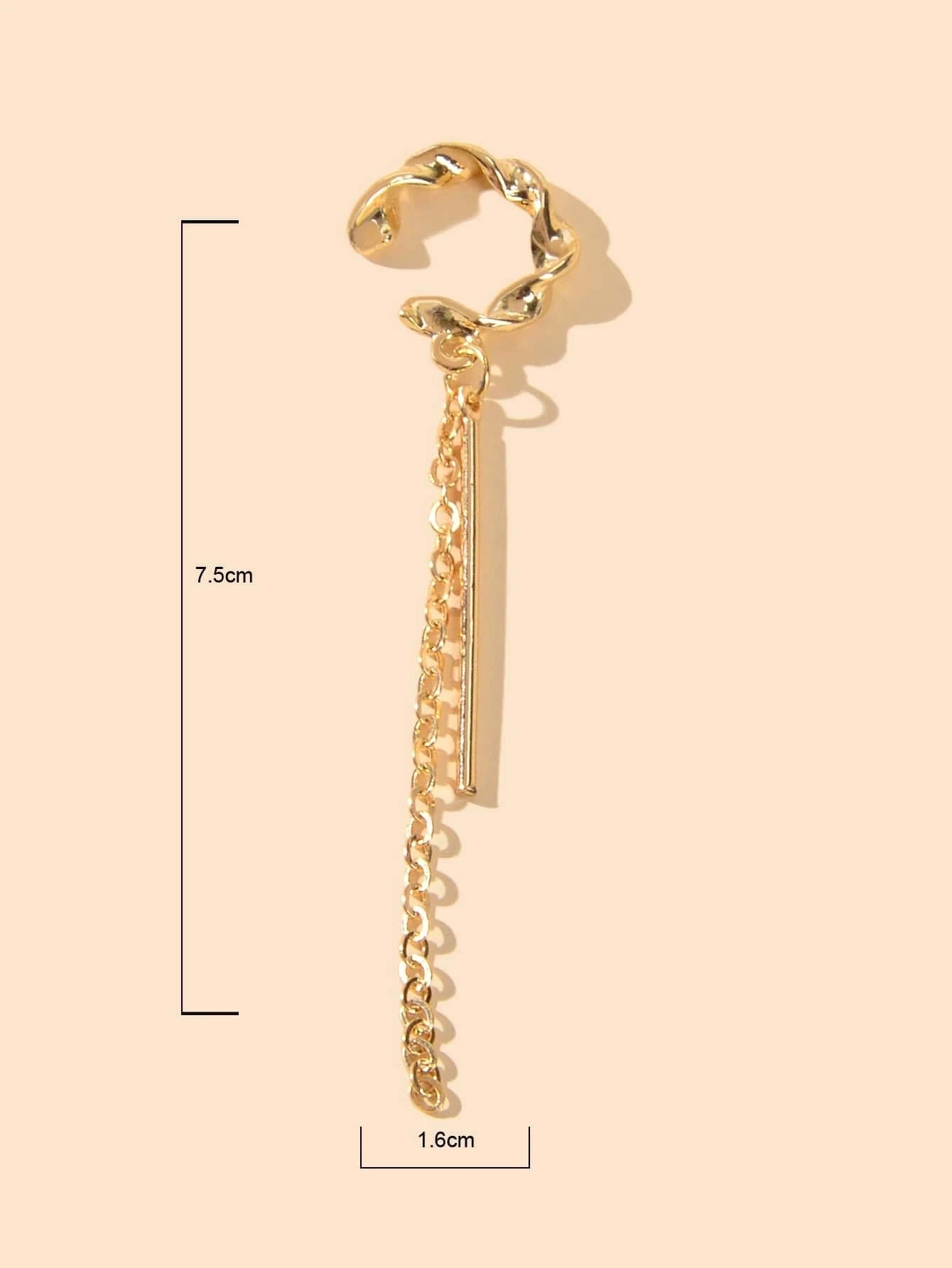 1 pc Punk Gold Silver Chain Bar Cartilage Earrings Ear Cuff Hiphop Jewellery-2