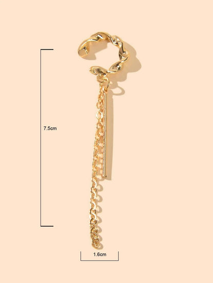 1 pc Punk Gold Silver Chain Bar Cartilage Earrings Ear Cuff Hiphop Jewellery-2
