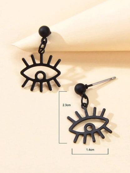 Punk Minimalist Jewellery Black Eye Drop Dangle Earrings Women Girls Accessories-2