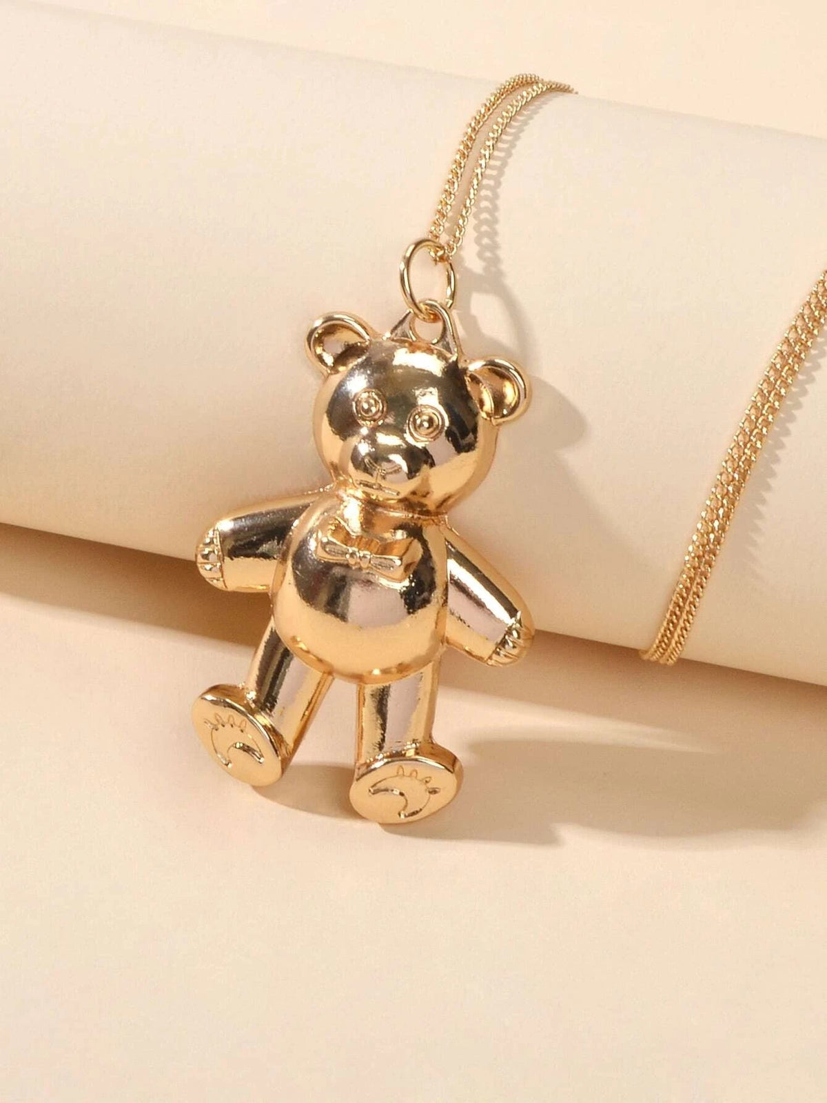Fashion Jewelry Gold Silver Long Chain Lovely Bear Pendant Necklace Accessories-2