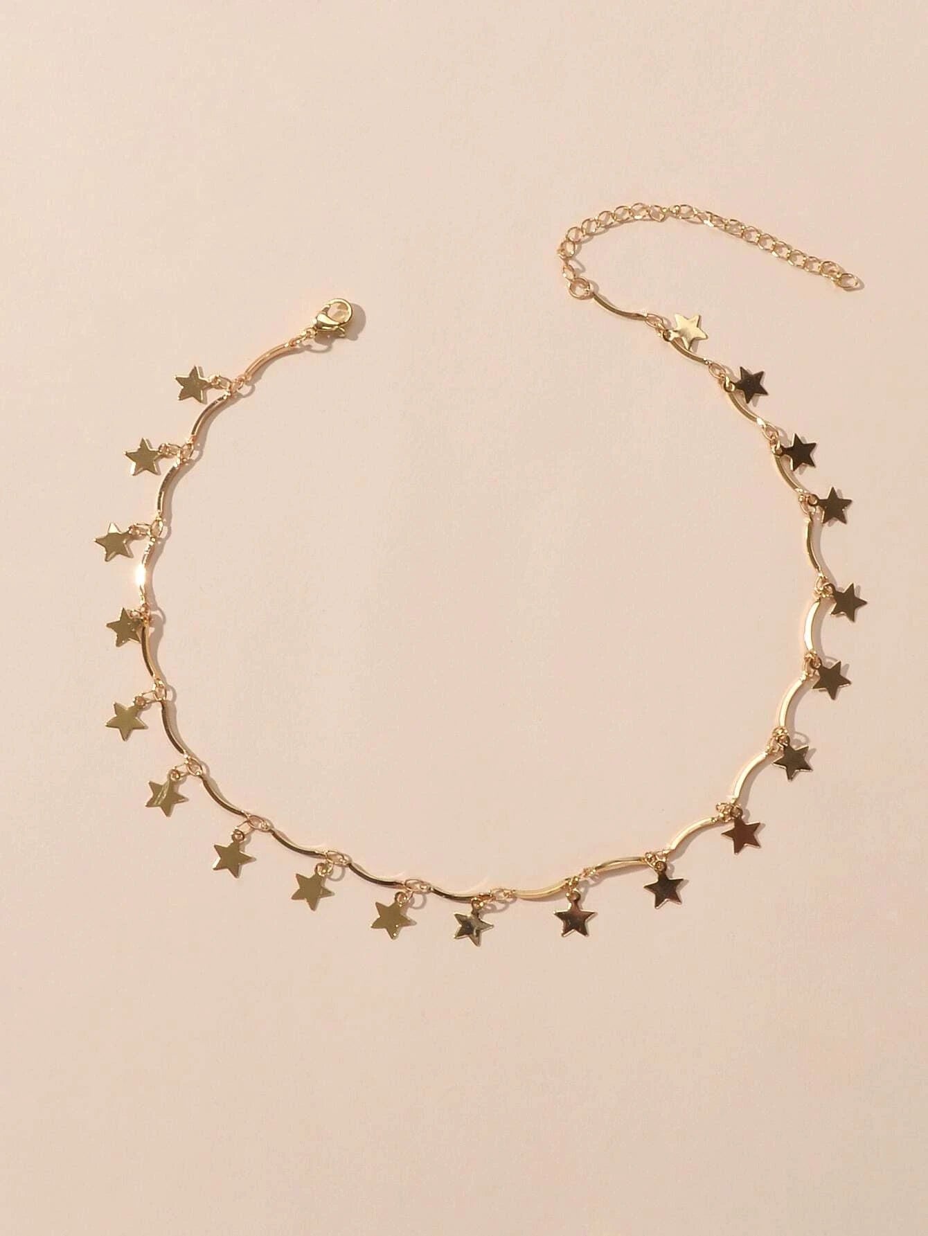 Jewellery set Fashion Gold Stars Charm Statement Necklace Triangle Stud Earrings-2