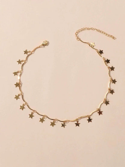 Jewellery set Fashion Gold Stars Charm Statement Necklace Triangle Stud Earrings-2