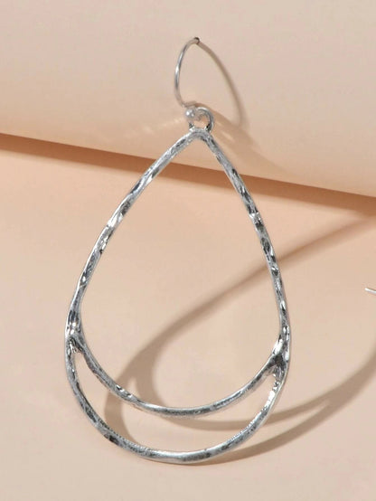 Fashion Jewellery Silver Metal Minimalist Water Drop Earrings Women Accessories-2