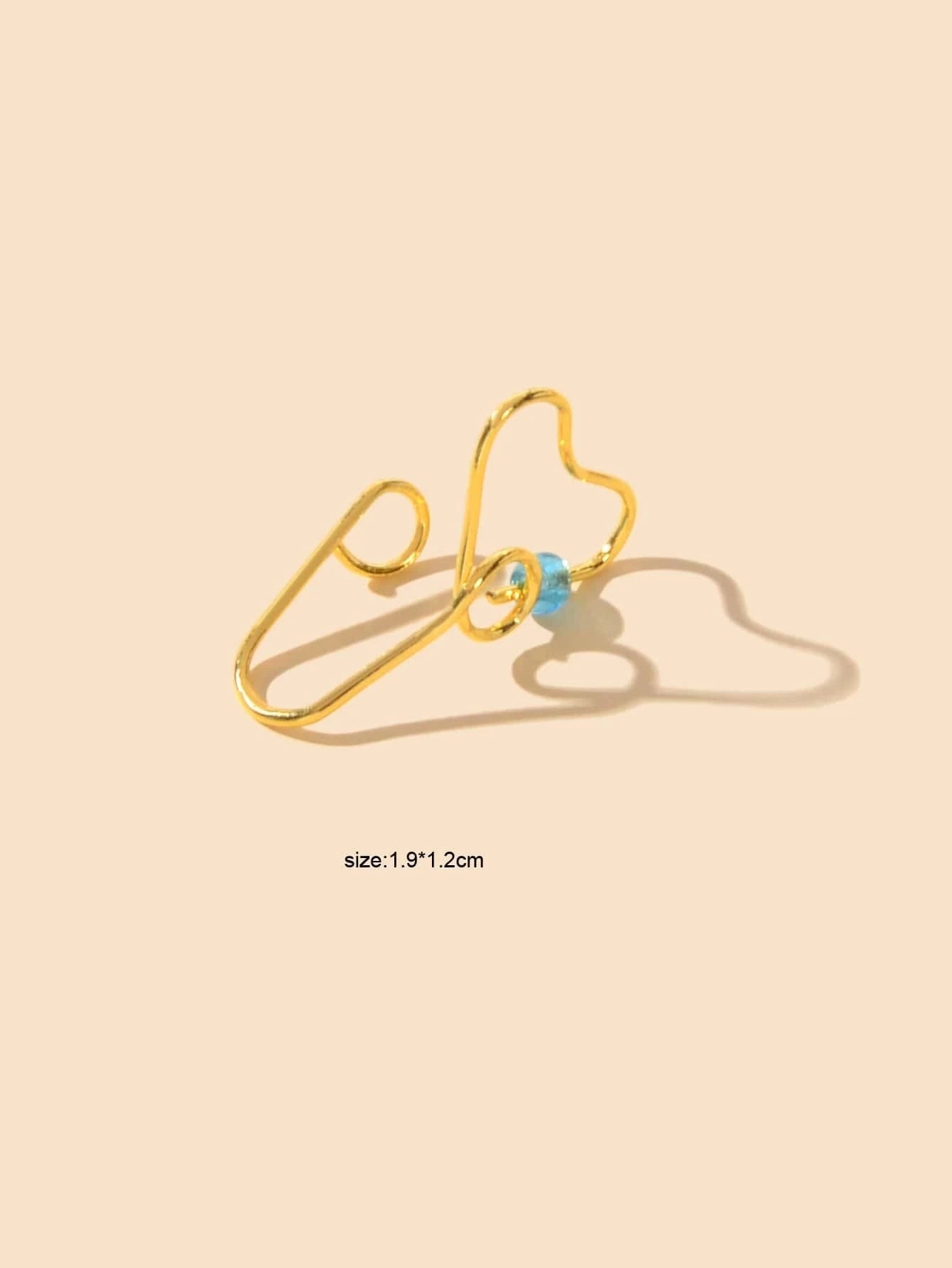 1 pc Gold Heart Bead Fake Nose Ring Lip Ear Nose Body Piercing Stud Jewellery-2