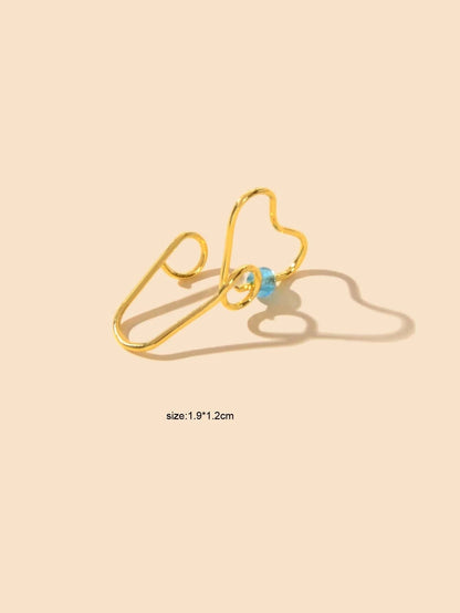 1 pc Gold Heart Bead Fake Nose Ring Lip Ear Nose Body Piercing Stud Jewellery-2