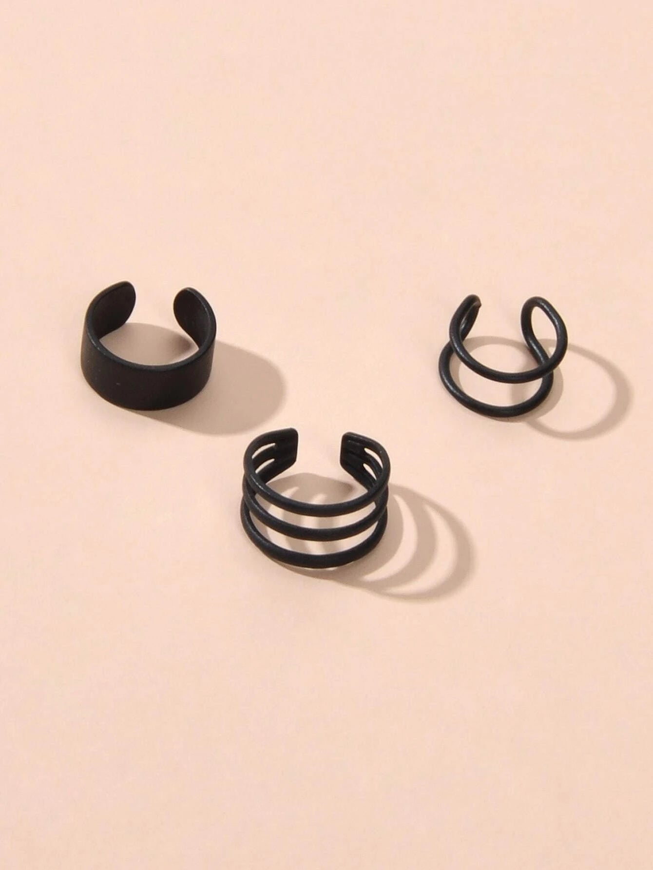 3pcs Minimalist Metal Geometric Earrings Ear Cuff Punk Rock Women Accessories-2