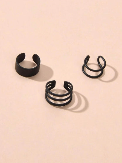 3pcs Minimalist Metal Geometric Earrings Ear Cuff Punk Rock Women Accessories-2