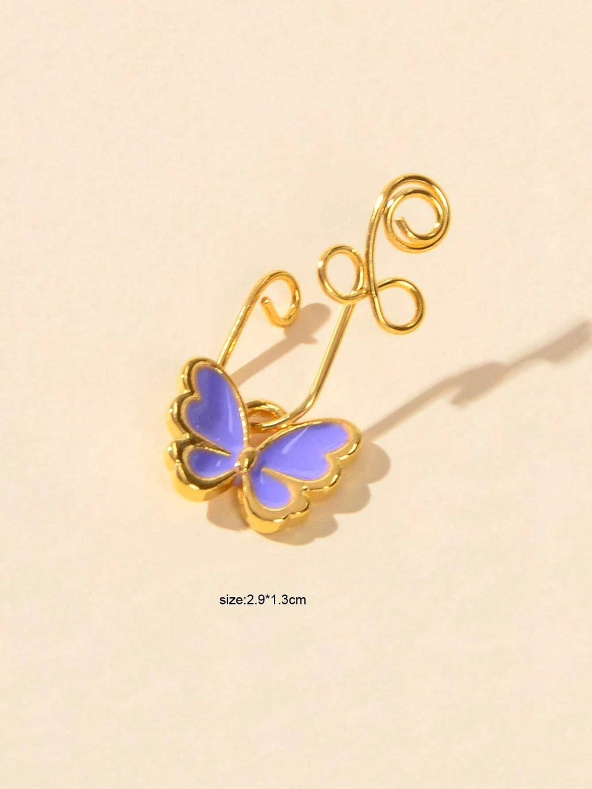 1 pc Piercing Nose Bone Studs Colorful Enamel Butterfly Nose Ring Faux Lip Ear-2