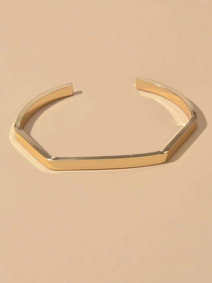 Minimalist Punk Style Gold Metal Geometric Women Open Cuff Bangles Teen Bracelet-2