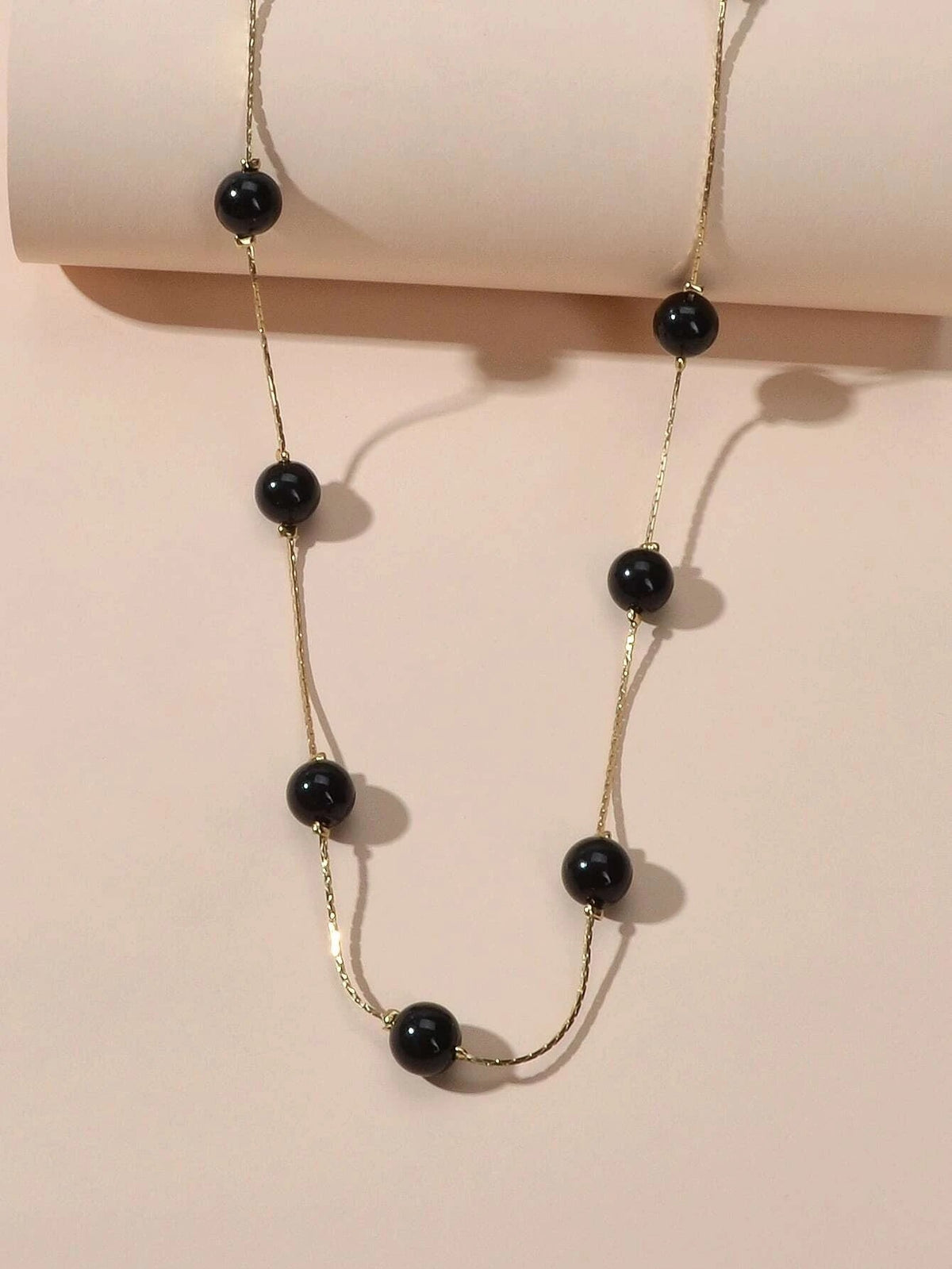 AU Post Fashion Accessories Black Beads Gold Chain Necklace Women Party Jewelry-2